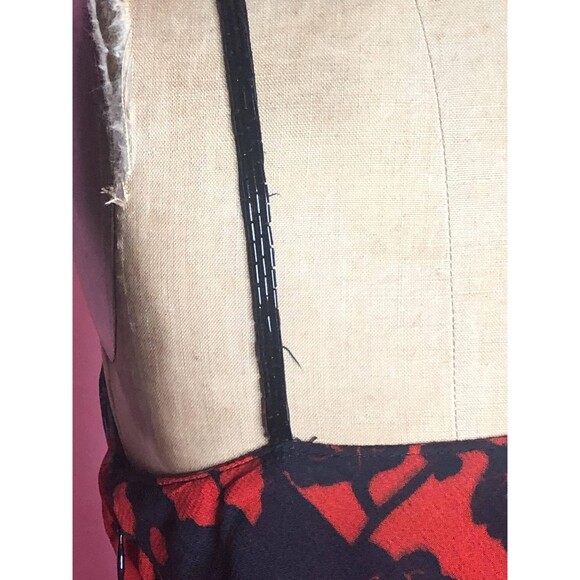 Y2K EVA BLUE Asymmetrical BUTTERFLY Floral Print Beaded Slip Dress. S-M. AS IS - Picture 8 of 10